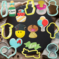 Ensemble de 8 emporte-pièces pour événements de vie - Moules à pâtisserie en plastique PP pour la décoration de gâteaux (promotionnalité, baby shower, mariage et anniversaire)