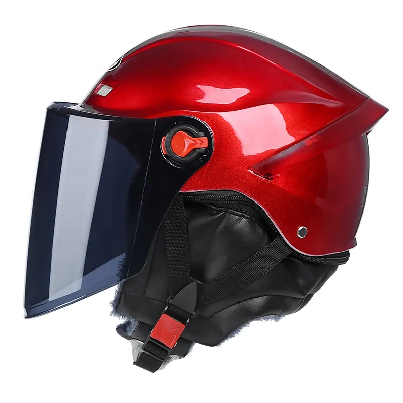 Cqjb Hoge Kwaliteit Anti-Fog En Warm Afneembare Bib Helm Universal 7 Kleuren Motorcycle Half Gezicht Helm
