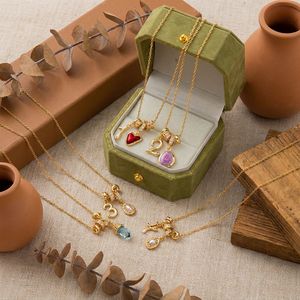 Collier Numérique en Or avec Chaîne Fine, Breloque en Cristal et Perle Multicolore, Bijou Personnalisé pour Femme, Cadeau d'<span class=keywords><strong>Anniversaire</strong></span> ou Commémoratif - Product Image 1