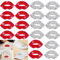 Autocollants à strass et paillettes en cristal rouge lèvres, style à tige, pour vêtements, chaussures, chapeaux, sacs, décoration DIY – Vente chaude