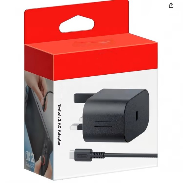 UK Edition Nintendo Switch 2 AC Adapter Original 60W With Cable Fast Charger AC Adapter for Nintendo 2 Support 4K TV Dock Mode