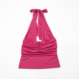 Viviblook J26TP046 – Nouveau débardeur sexy plissé sans manches à col halter pour femme - Product Image 6