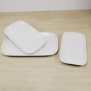 Керамическая посуда для ресторана из скандинавского фарфора, прямоугольная белая обеденная тарелка