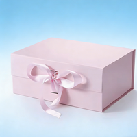 Boîtes pliantes en carton ondulé rigide recyclable avec logo personnalisé, finition bronzée magnétique et fermeture à ruban pour robe de mariée