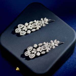 ต่างหูเพชรสังเคราะห์เซอร์โคเนียพู่ระย้าทรงลูกบาศก์สำหรับสุภาพสตรีต่างหูสำหรับงานแต่งงานเครื่องประดับสำหรับงานแต่งงานเครื่องประดับงานแต่ง E13สำหรับงานเลี้ยง - Product Image 5