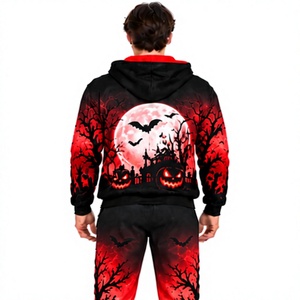 Conjunto Deportivo de Halloween para Hombre, Sudadera con Capucha de Forro Polar, Pantalones Deportivos, Ropa Deportiva de Invierno Estampada, Ropa Casual de Calle, Conjunto de Entrenamiento - Product Image 4
