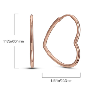 Pendientes de aro grandes de alta calidad para mujer, logotipo Original, corazón de oro rosa para regalos de cumpleaños, ropa de fiesta - Product Image 4