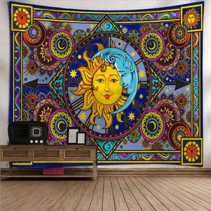Großhandel Digitaldruck <span class=keywords><strong>Tarot</strong></span> Sonne und Mond Mandala Home Decoration Tapisserie - Product Image 1