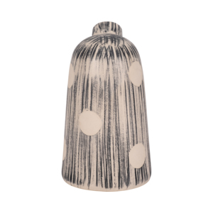 Vaso cilindrico in ceramica con motivo a righe e pois per l'arredamento del soggiorno, vaso moderno in gres per esposizione in casa o in ufficio - Product Image 5