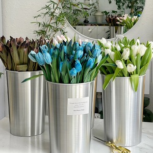 Vases à fleurs en métal de différentes tailles, pots en aluminium à auto-arrosage, design moderne pour une utilisation au sol dans les centres commerciaux avec des bonsaïs - Product Image 3