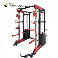 PINJIAN Appareil de musculation multifonctionnel pour la maison et le commerce : Smith Machine, Power Rack, Squat Rack, Bench Press, Équipement d'entraînement de force avec barre