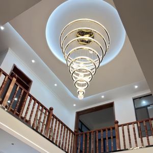 Lámpara Colgante de Techo LED de Cristal para Hotel, Estilo Villa, Altura Ajustable, 3m de Diámetro, 1.5m, 7 Anillos, 432W - Product Image 3