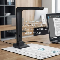 Caméra de présentation visuelle portable haute vitesse en plastique noir, scanner de documents A3, scanner de livres USB 13MP, numérisation en 1 seconde, certifié CE