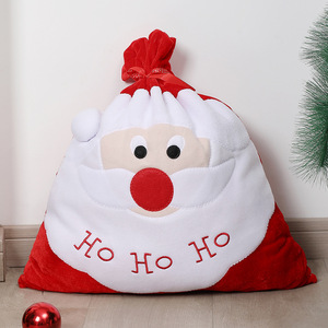 Bolsa de regalo de Navidad moderna, mochila grande de caramelo de Papá Noel, bolsa decorativa con estampado de transferencia térmica de tela de terciopelo dorado - Product Image 3