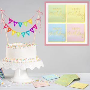 100 pièces <span class=keywords><strong>serviettes</strong></span> joyeux anniversaire avec garniture de boisson Cocktail feuille d'or arc-<span class=keywords><strong>en</strong></span>-ciel Pastel <span class=keywords><strong>serviettes</strong></span> d'anniversaire <span class=keywords><strong>en</strong></span> <span class=keywords><strong>papier</strong></span> jetables pour le dîner - Product Image 3