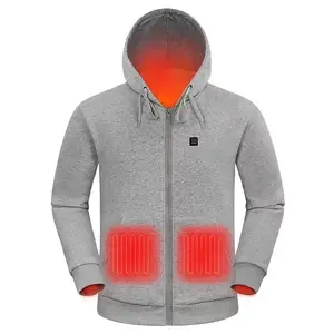 Sweat à capuche de sport intelligent 100% coton avec batterie rechargeable par USB, chauffant à l'intérieur