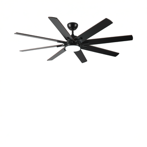 Ventilador de techo LED de 72 pulgadas con 8 aspas, motor DC, 6 velocidades, reversible, acabado negro moderno, silencioso, con control remoto para cocina - Product Image 1