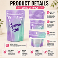 Sachets d'emballage personnalisés imprimés, recyclables, de qualité alimentaire, en aluminium et plastique, avec fermeture éclair, pour poudre
