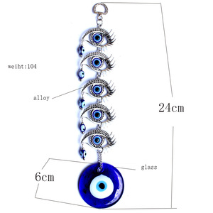 Amuleto de cuentas de 5 ojos Nazar, adorno de cristal azul, protección para el hogar, ojo malvado, colgante de pared para coche - Product Image 6