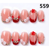 1331-1335 Faux ongles ronds faits à la main à presser, 10 pièces, style français, faux ongles 3D avec sculpture, haute qualité pour doigts