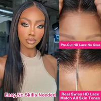 Peluca de Cabello Humano SDD Vietnamita sin Pegamento, Lista para Usar, 250% de Densidad, Lisa, con Encaje Frontal HD 13x6, Precortada y con Nudos Pre-Decolorados