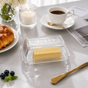 Accesorio de Cocina Tradicional, Apto para Lavavajillas, Recipientes para Mantequilla de Vidrio Transparente con Tapa, Recipiente Clásico para Guardar Mantequilla - Product Image 2