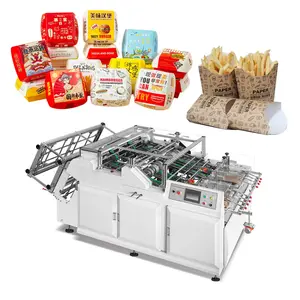 Máquina formadora de cajas de papel para hamburguesas Máquina automática de montaje de cajas plegables para pizzas triangulares