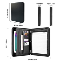 Portafolio de Cuero PU A4 de Lujo con Logotipo Personalizado, con Carpeta de 3 Anillos, Organizador de Documentos Profesional con Cierre, Carpeta Portafolio de Negocios