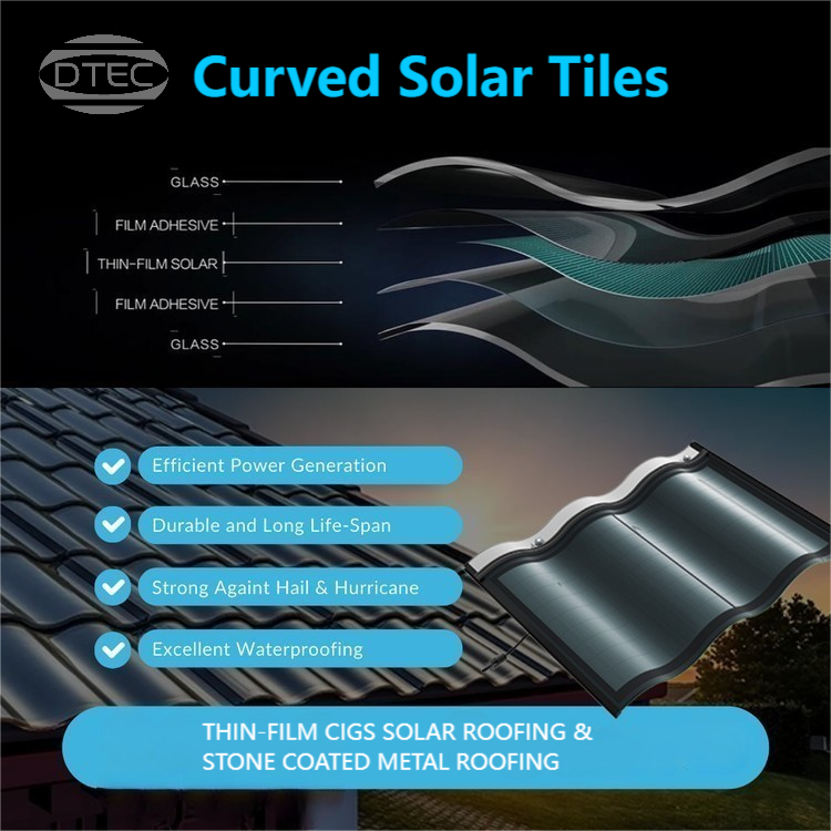 BIPV Color Customizable Solar Roof Tiles Double-layer Glass Tile Panels ...