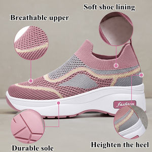 حذاء نسائي شبكي كاجوال بنعل سميك، سنيكرز بناتي شبكي يسمح بالتهوية - Product Image 6