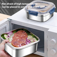 Boîte à lunch carrée en acier inoxydable de grande capacité pour la cuisine, boîte à bento étanche avec couvercle à joint sous vide