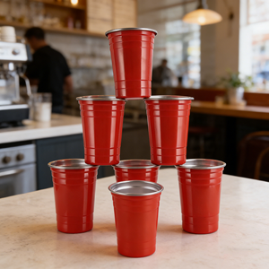 Gobelets en acier inoxydable 304 à paroi simple, empilables, 200 ml et 600 ml, avec logo personnalisé, pour bière froide, vin et beer pong - Vente en gros - Product Image 1