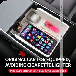 Caja de almacenamiento de reposabrazos de doble capa para coche, organizador de Interior de TPE ABS, consola central, modelo Tesla, novedad de 2023 - Product Image 2