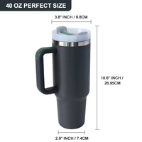 Gobelet isotherme en acier inoxydable H2.0 de 40 oz avec logo personnalisé, classique et luxueux, pour l'extérieur, avec poignée et paille, idéal pour les cadeaux d'affaires