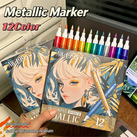 Marqueur Acrylique à Pointe Souple Scintillant Métallique, Imperméable et Résistant à la Décoloration, pour Journal Créatif, Dessin Étudiant, Modélisme et Peinture