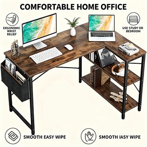 Scrivania per Computer Pieghevole Moderna in Truciolato con Gambe in Metallo e Ripiani Portaoggetti, Bestseller - Product Image 3