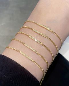 Xinfly 18k Yellow Gold 0.10ct Diamond Bar Cuban Curb Link Wrist Bracelet <b>Anklet</b> - Product Image 2