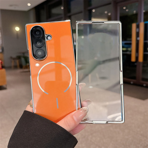 Étui de téléphone magnétique pliable dégradé pour <span class=keywords><strong>Samsung</strong></span> Z Fold 8 Ultra 7 6 5 4 avec protection d'écran en verre et coque arrière en PC électroplaqué - Product Image 1