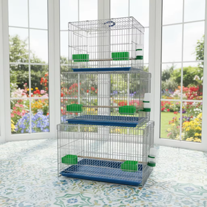 Cage d'élevage pour oiseaux en acier inoxydable avec treillis métallique, grande cage simple pour perroquets avec revêtement PVC et plateau en plastique - Product Image 2