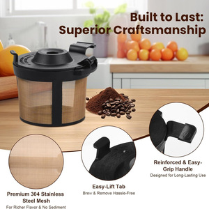 Filtros de Café Reutilizables y Ecológicos de Acero Inoxidable 304 con Asa de Malla para Cafeteras de Goteo de 4-5 Tazas - Product Image 2