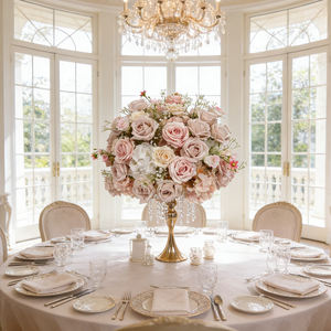 DKB Centros de Mesa de Rosas y Hortensias Artificiales de Seda Realistas para Decoración de Mesas de Bodas y Fiestas - Diseño Moderno Hecho a Mano - Product Image 1