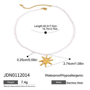 Joyería de verano Acero inoxidable 18K IP Chapado en oro <span class=keywords><strong>Star</strong></span> Sun <span class=keywords><strong>Fish</strong></span> Pears Beads Collares - Product Image 5