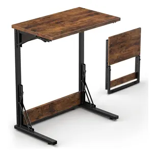 Meja akhir Sofa kecil bentuk C lipat, meja baki TV untuk ruang tamu meja kayu