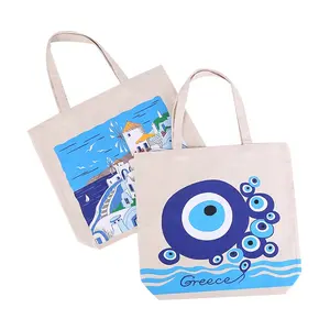 canvas bag with rope handle Eco-friendly custom logo wholesale promotional cotton shopping duffle