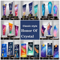 Trophée de Récompense K9 en Cristal de Diamant Coloré, Article d'Honneur en Cristal, Cadeau d'Affaires Haut de Gamme