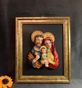 Holy Family Framed, Made from Resin, High Level of Craftsmanship and Attention to Detail
