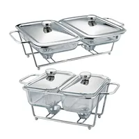 Luxe serveerschaal van zilverkleurig chafing dish, 3,6L mini vierkante roestvrijstalen voedselwarmer voor moderne restaurant catering