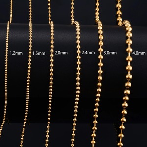 Collier ras du cou en acier inoxydable plaqué or avec chaîne à billes rondes pour femmes et hommes, accessoires de bijoux, cadeau - Product Image 3