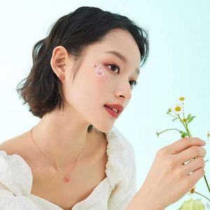 Peach Blossom <b>Stud</b> <b>Earrings</b> for Women Cubic Zirconia <b>Earring</b> Rotating 925 Sterling Silver Needle Spinning Flower <b>Stud</b> <b>Earrings</b> - Product Image 4