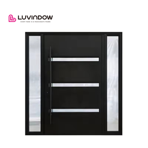 Cửa ra vào bằng nhôm hiện đại có cửa phụ bằng kính cường lực, chống bão, kiểu châu Âu - Product Image 5